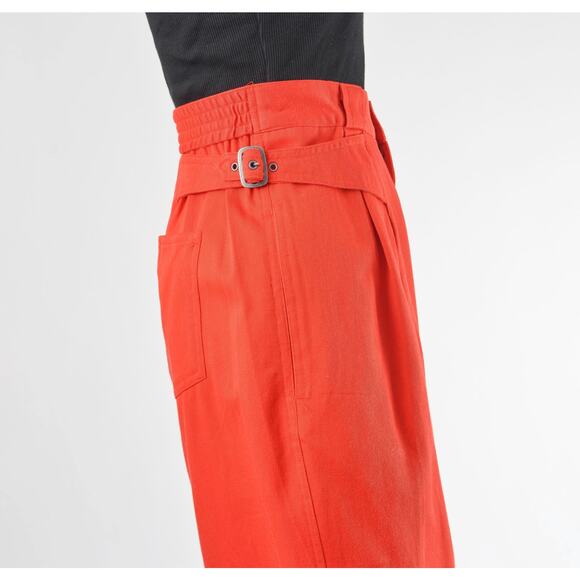 Vintage 80s Red Cotton Pleated Front Ankle Length Pants size M - Picture 5 of 8